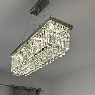 Greta - Rectangular Modern Glass Crystal Ceiling Chandelier
