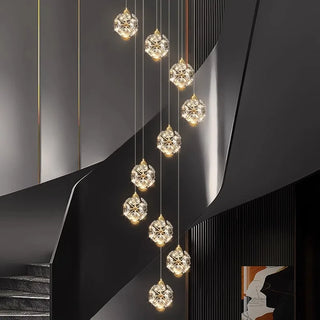 Penny - Hanging Crystal Gold Flower Ceiling Chandelier