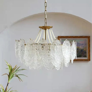 Faustina - Modern Crystal Glass Layered Shards Hanging Chandelier