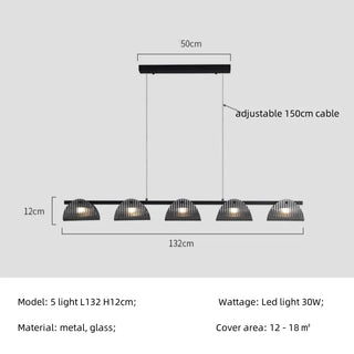 Rilee - Modern Grey Patterned Glass Ceiling Chandelier