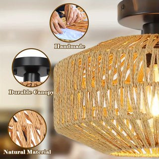 Cage - Handcrafted Bohemian Rattan Woven Ceiling Light Fixture