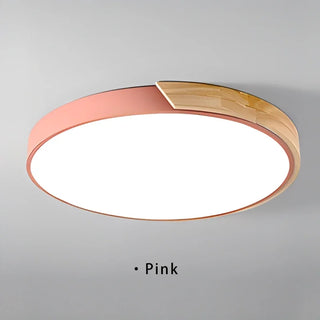 Elorza - Nordic Macaron Ultra Thin Wood Circular  LED Ceiling Lamp Creative Light Fixtures