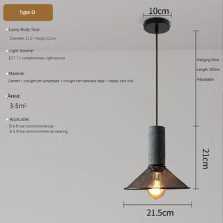 Pola - Industrial Modern Round Mesh Caged Hanging Cement Pendant Ceiling Light