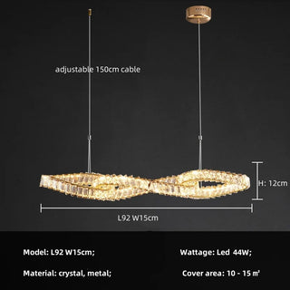 Febbie - Modern Hanging Twisted Glass Ceiling Chandelier
