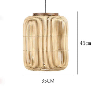 Nora - Retro Rattan Squashed Round Ceiling Light