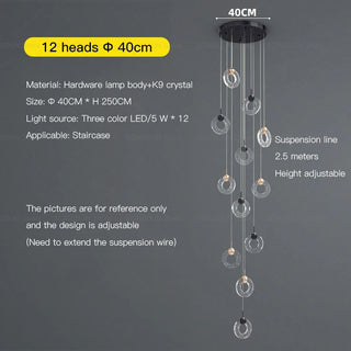 Hoffman - Modern Gold Glass Hanging Round Cluster Chandelier