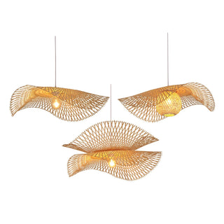Fresno - Natural Abstract Handwoven Bamboo Hanging Pendant Ceiling Light