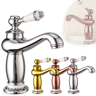 Ambrosio - Hot/Cold Retro Porcelain Single Lever Basin Tap