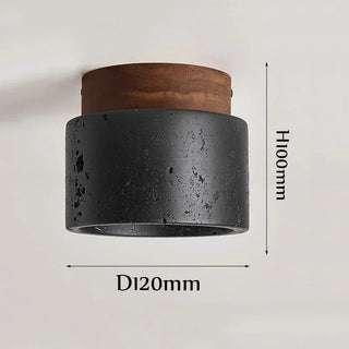 Emilio - Retro Black Stone Flush Mount Wood Ceiling Downlight
