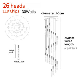 Titan - Modern LED Transparent Long Bar Hanging Chandelier