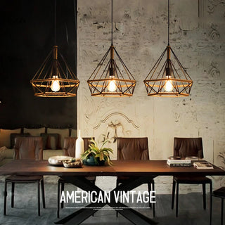 Nina - Industrial Hemp Rope Triangle Black Hanging Ceiling Light