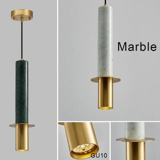 Buala - Modern Candle Style Marble Hanging Ceiling Pendant Light