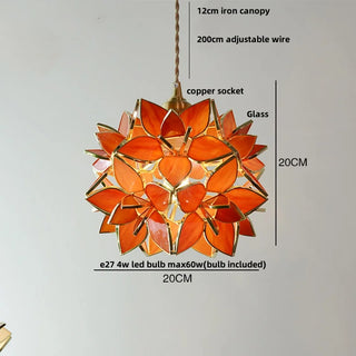 Madrid II - Tiffany Glass Nordic Flower Copper Hanging Pendant Light Fixture