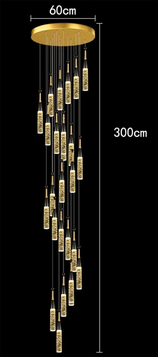 Aaron - Modern Hanging Black & Gold Teardrop Tube Sparkle Chandelier