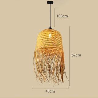 Samra - Natural Bamboo Wicker Rattan Tassel Hanging Pendant Ceiling Light