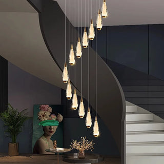 Hannah - Modern Spiral Teardrop with Liquid Ceiling Chandelier