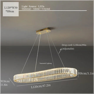 Tabrizi - Crystal Oval Chrome Glass Hanging Ceiling Light Chandelier