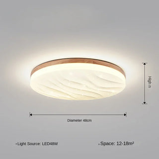 Sijiu - Modern Thin White Milk Shade Wooden And Acrylic Ceiling Light