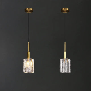 Carden - Luxury Crystal Single Head Long Line Gold Glass Hanging Pendant Ceiling Light