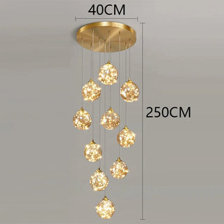 Ayra - Modern Gold Glass Hanging Round Cluster Chandelier