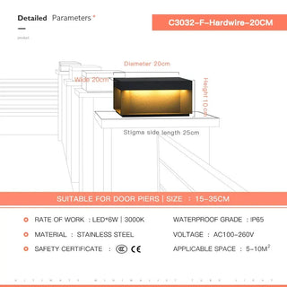 Tim - LED Outdoor Waterproof Courtyard Pillar Top, Fence, Cap Door Post Fence Light