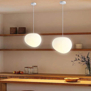 Caen - Nordic Minimalist Milky White Spherical Pebble Pendant Lamp