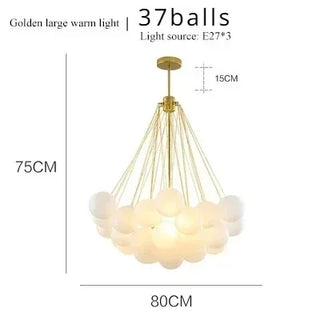 Donya - Frosted Multi Glass Ball Hanging Chain Ceiling Light Chandelier