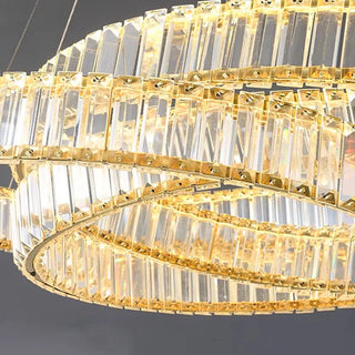 Ripple - Modern Round Gold Crystal Hanging Chandelier
