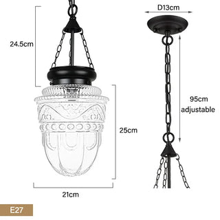 Levon - Patterned Glass Shade Hanging Pendant Ceiling Light