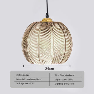 Rubik - Glass Leaf Pattern Round Coloured Shade Hanging Pendant Ceiling Light