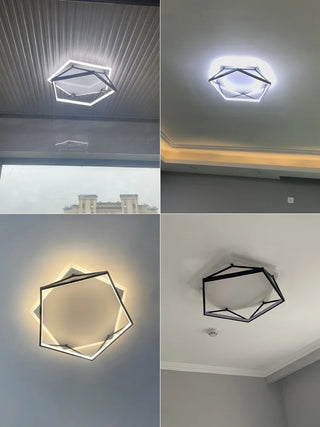 Cottica - Modern Industrial Style Black Metal Hexagon LED Ceiling Light