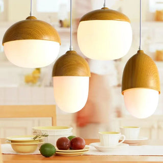Taressa - Modern Scandinavian Wooden Round Hanging Pendant Ceiling Light