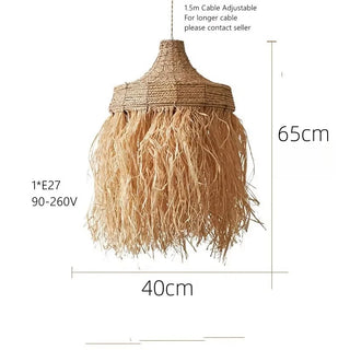 Joselin - Natural Grass Wicker Handmade Round Pendant Ceiling Light