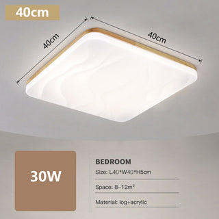 Sijiu - Modern Thin White Milk Shade Wooden And Acrylic Ceiling Light