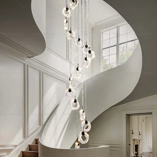 Hoffman - Modern Gold Glass Hanging Round Cluster Chandelier - 20 Heads Spiral / D50CM - Chandeliers - Hominator