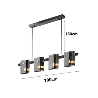 Francois- Hanging Multi Head Tinted Curved Glass Ceiling Light Chandelier