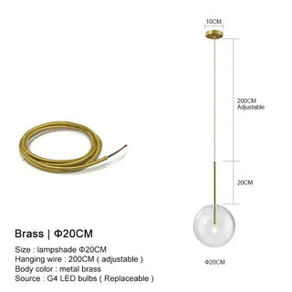 Nora - Modern Transparent Glass Ball Hanging Pendant Ceiling Light