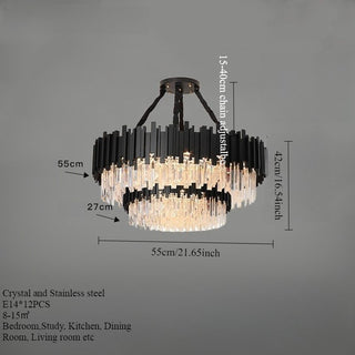 Armena - Modern Black Glass Hanging Ceiling Chandelier