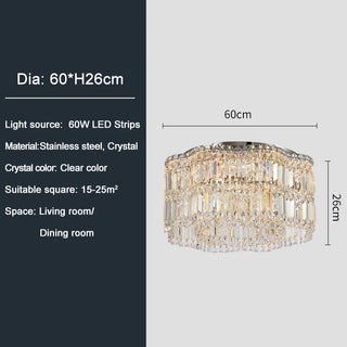 Luxe - Crystal Wave Design Adjustable LED Ceiling Chandelier