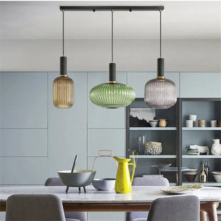 Kiara - Green Patterned Glass Hanging Pendant Ceiling Light