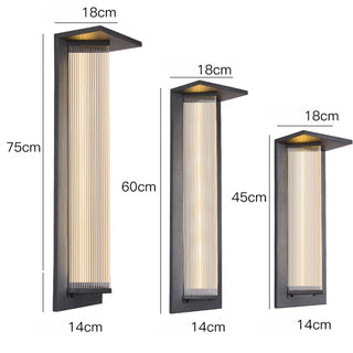 Vannora - Black Modern Patterned Glass Waterproof Outdoor Wall Light