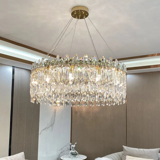 Kristy - Round Crystal Patterned Glass Chandelier