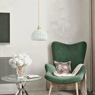 Olga - Modern White Patch Shade Pendant Hanging Round Ceiling Light