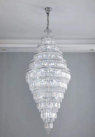 Stratos - Tiered Crystal Glass & Bead Chrome Chandelier