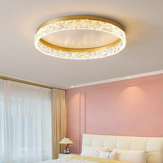 Naina - Modern Round Flush Mount Crystal Glass Dimmable Ceiling Light