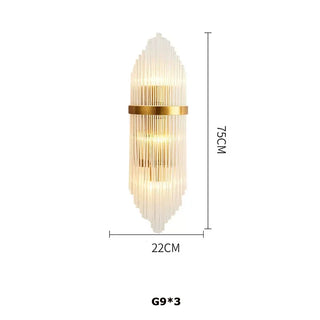 Russle - Gold Tiered Tube Glass Crystal Round Oval Ceiling Light Chandelier