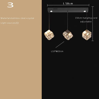 Abby - Crystal Square Box Gold Ceiling Chandelier