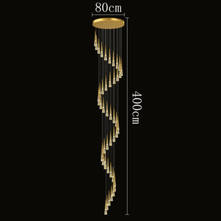 Barista - Round Spiral Gold Teardrop Multi Head Hanging Ceiling Chandelier