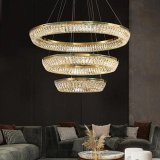 Lunaglow  - Elegant Crystal LED Ring Chandelier for Living & Dining Rooms