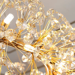 Orhan - Glass Dandelion Gold Frame Round Clear Crystal Ceiling Light Chandelier